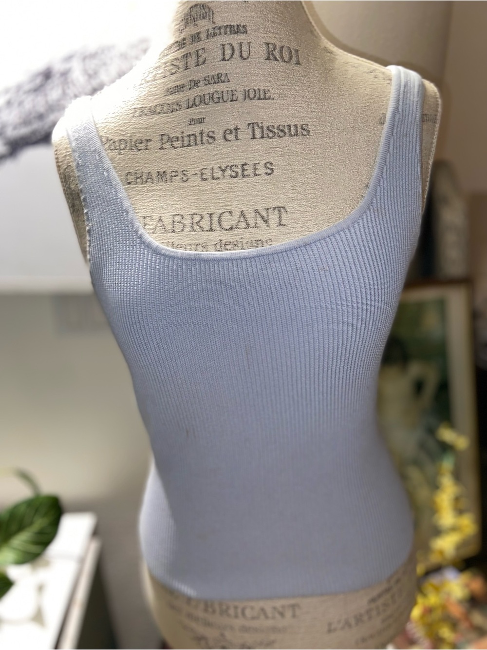Aritzia Babaton Light Blue Ribbed Scoop Neck knit Tank